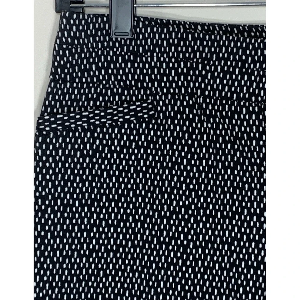 Apt. 9 Pant Womens Petite 8 Black‎ White Geo Print Crop Stretch Chino Pull On